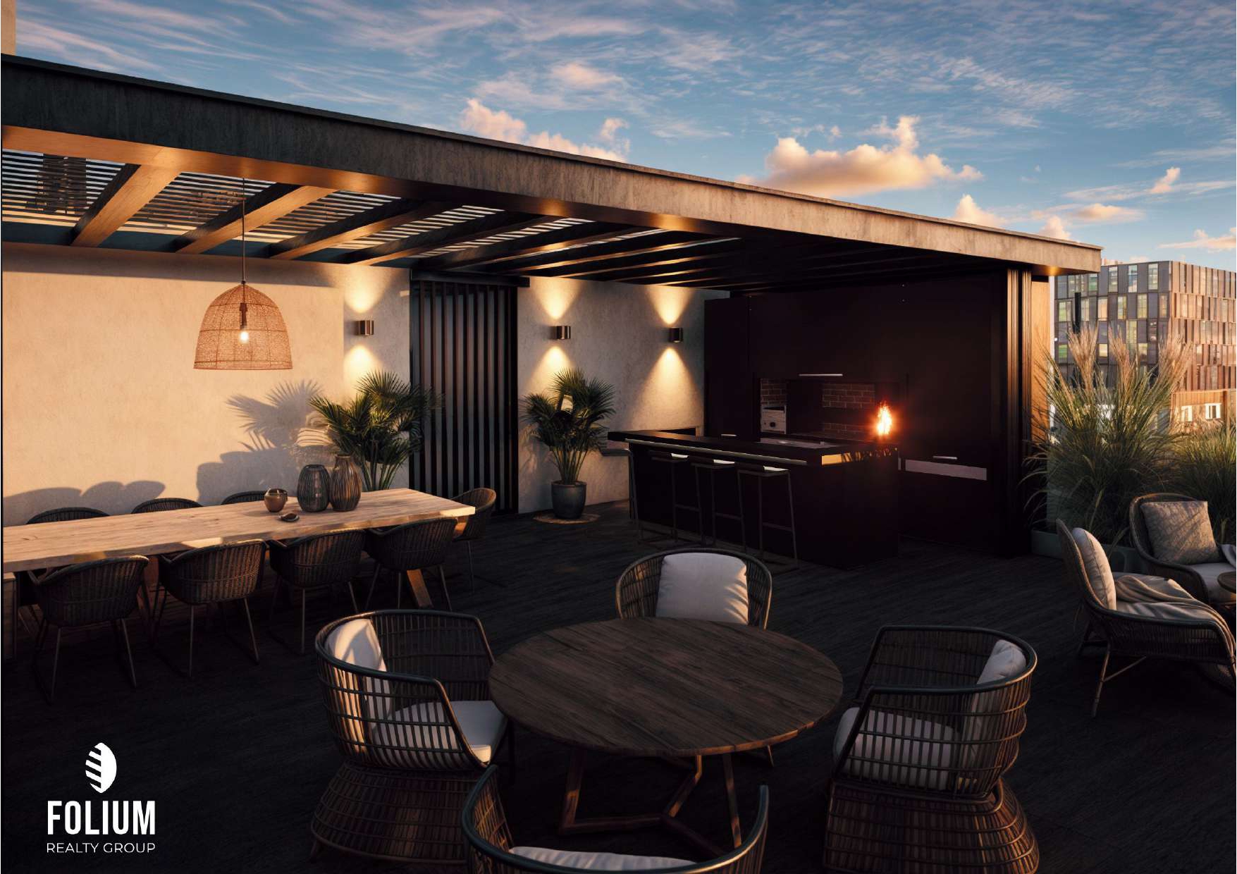 Azotea con parrilla y barra