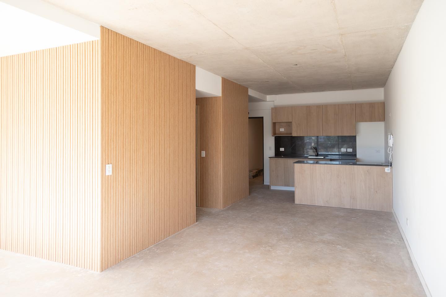 Cocina moderna con paneles de madera