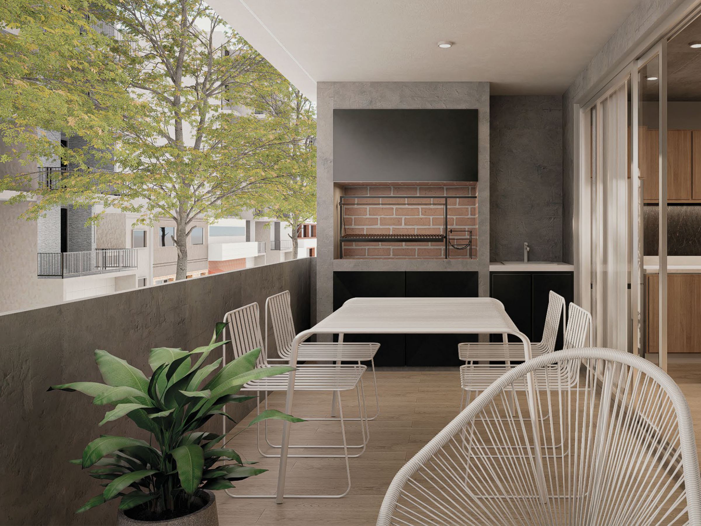 Terraza con parrilla