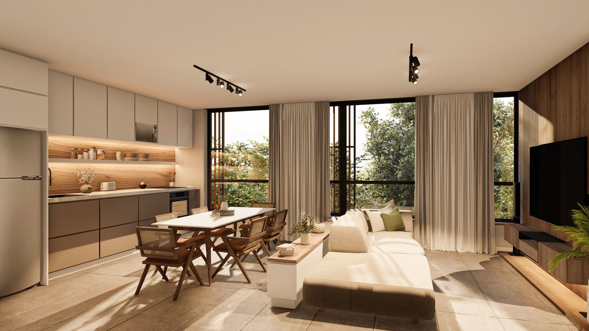 Living amplio con balcón